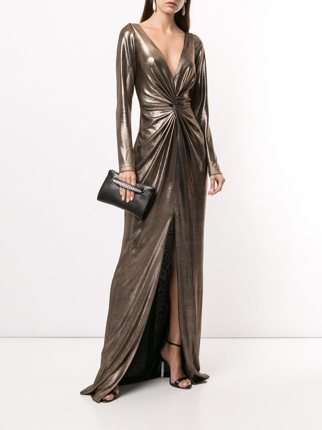 Long Sleeve Metallic Gown – Marchesa